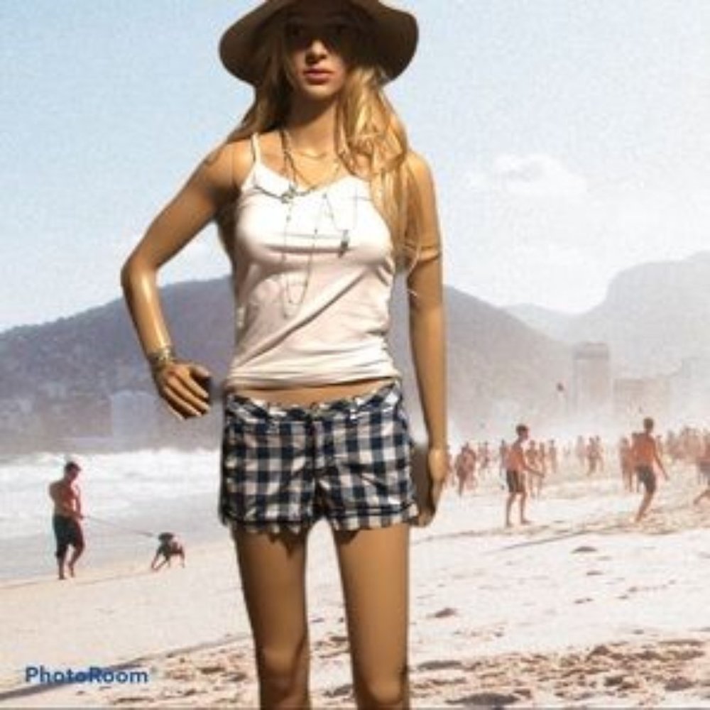 Aeropostale blue & white checkered Shorty shorts